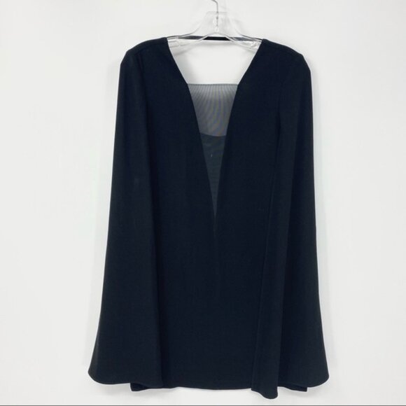 New Maje Decoller cape poncho high neck semisheer lace insert trapeze minidress - Picture 8 of 16